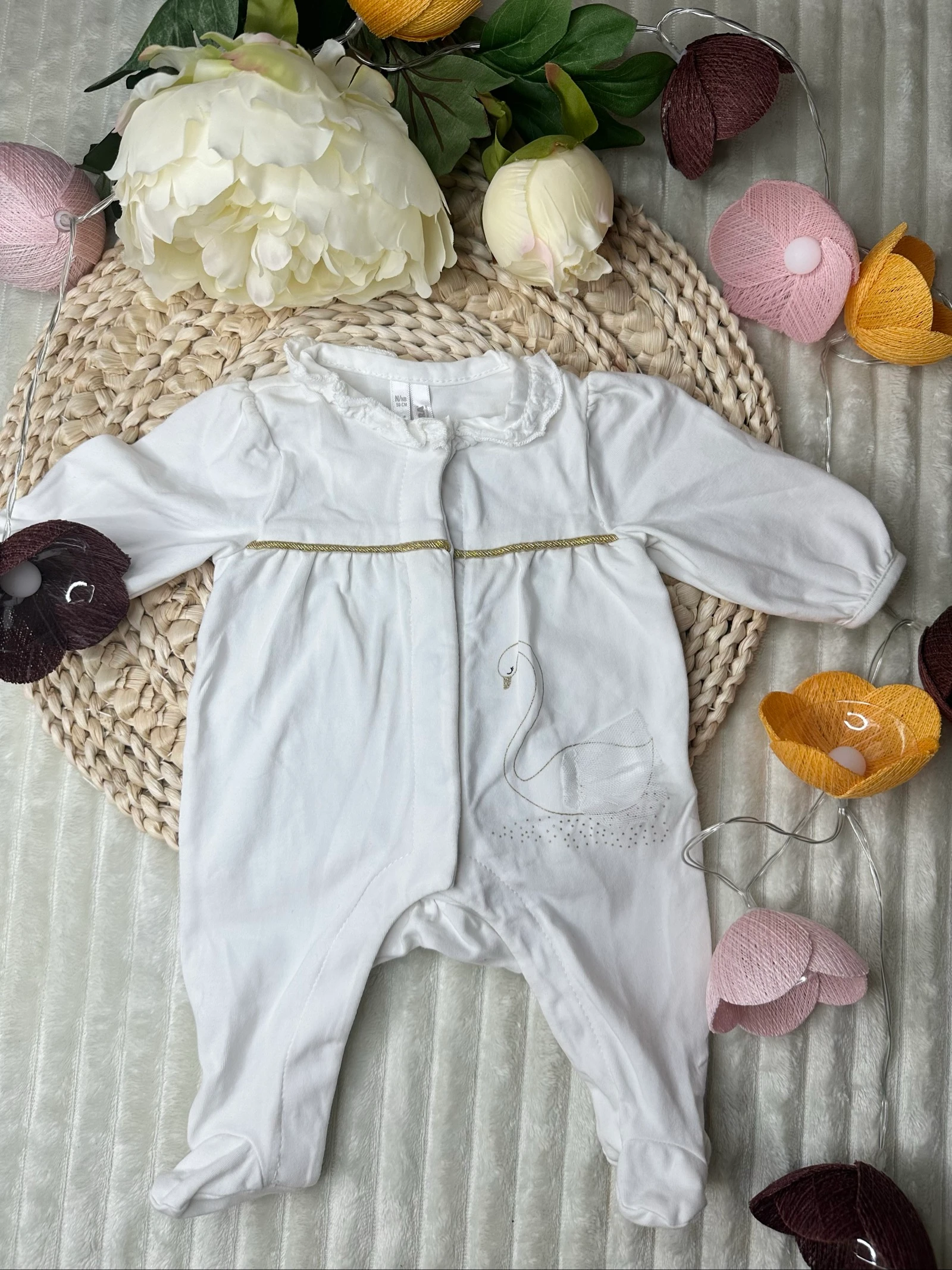 Pyjama une pièce Orchestra blanc avec un cygne taille naissance 